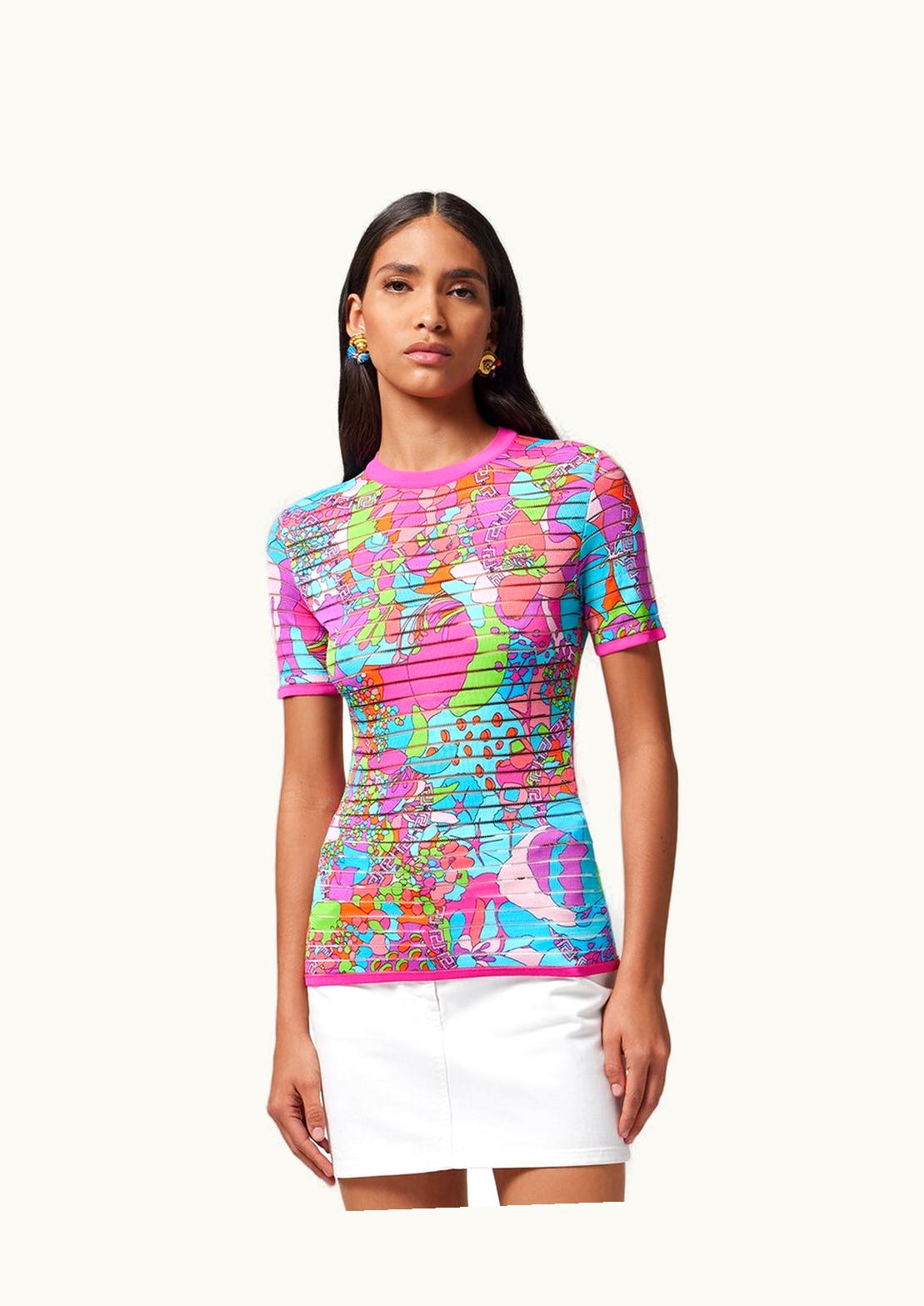 Versace Versace Floral Summer Knit T-Shirt Print