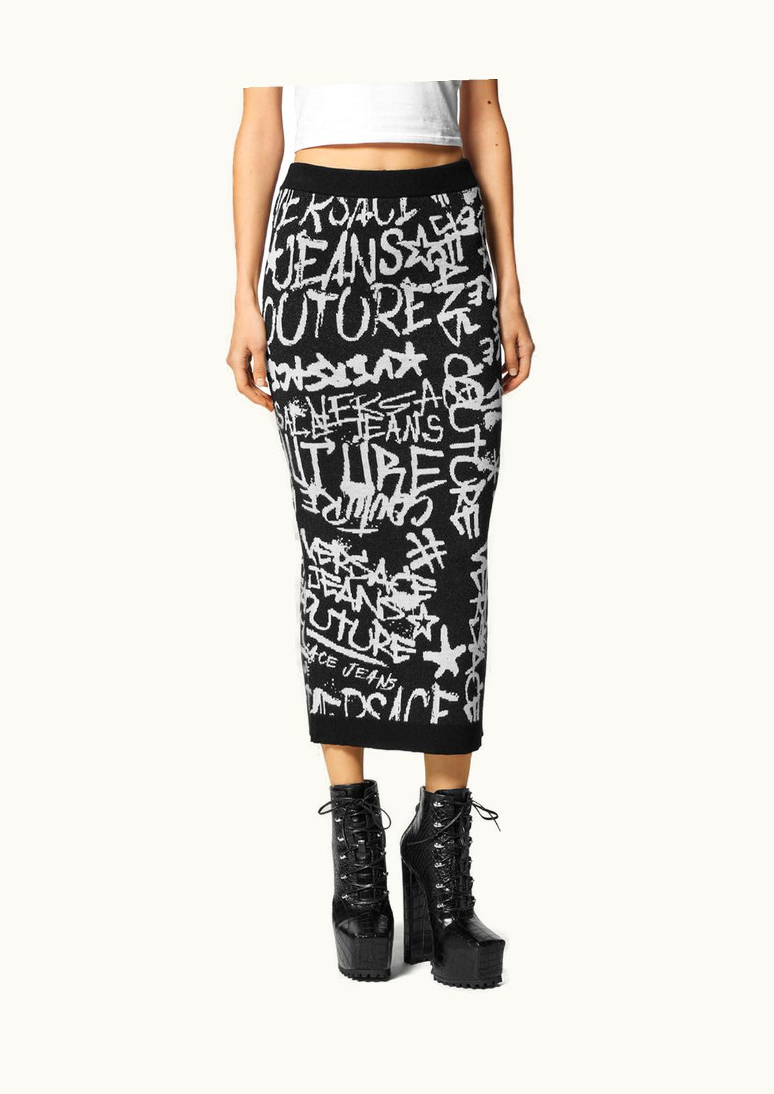 Versace Versace Graffiti Jacquard Midi Skirt Black