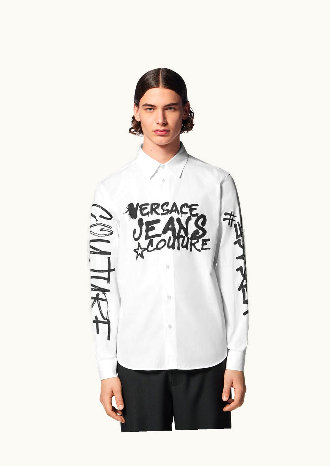 Versace Versace Poplin Shirt Graffiti Print White