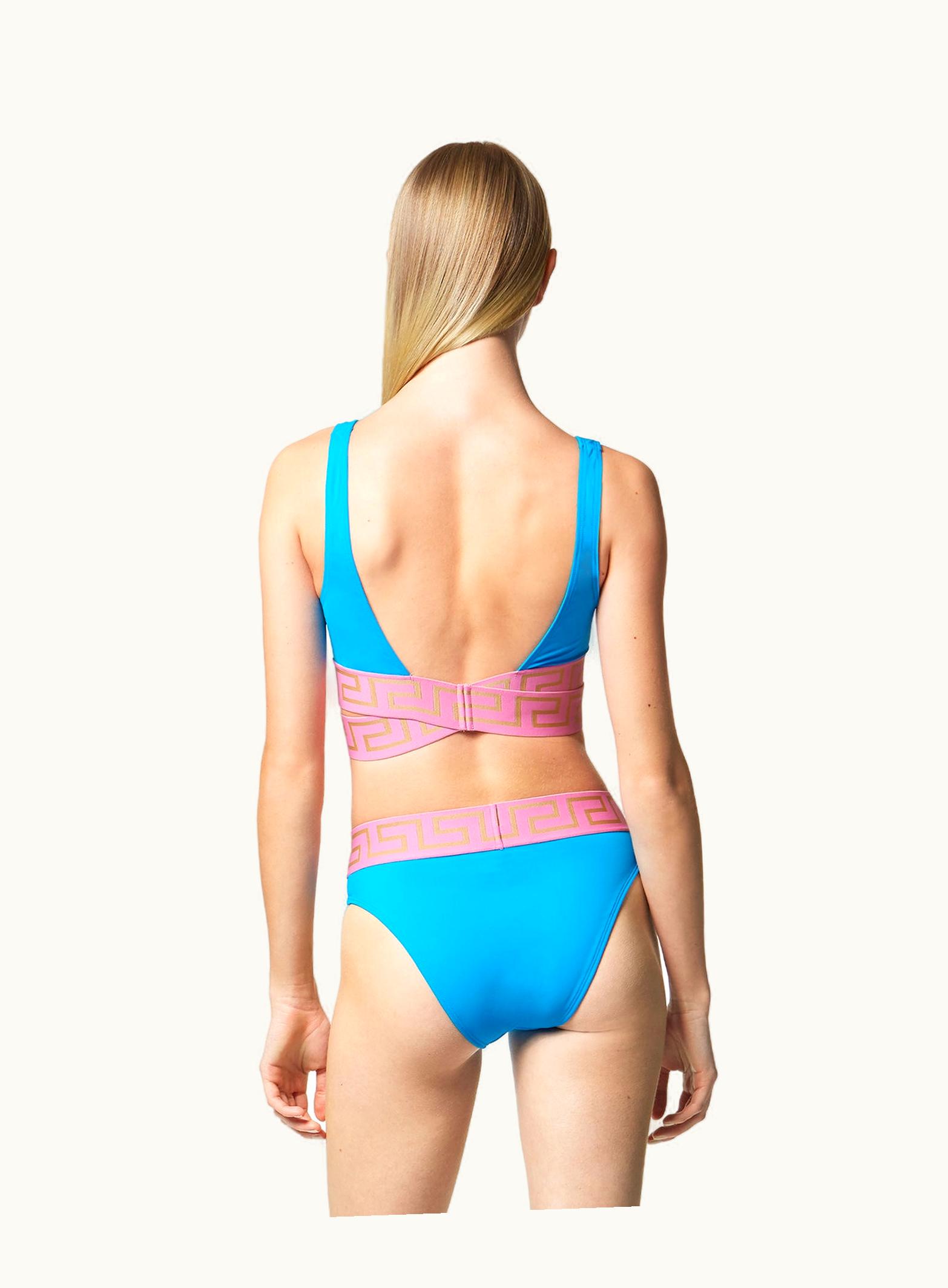 Versace Versace Greca Border Triangle Bikini Top Blue