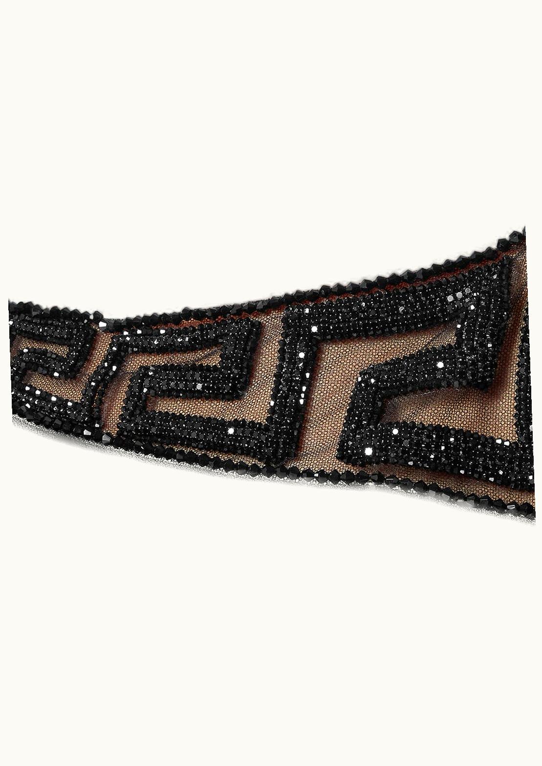 Versace Versace Greca Crystal Embellished Mini Dress Black