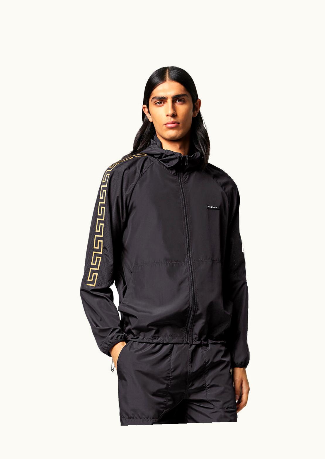 Versace Versace Greca Nylon Gym Track Jacket Black & Perforated La Greca Mesh