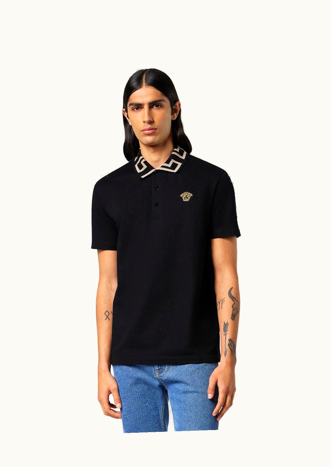 Versace Versace Greca Short-Sleeved Polo Shirt Black