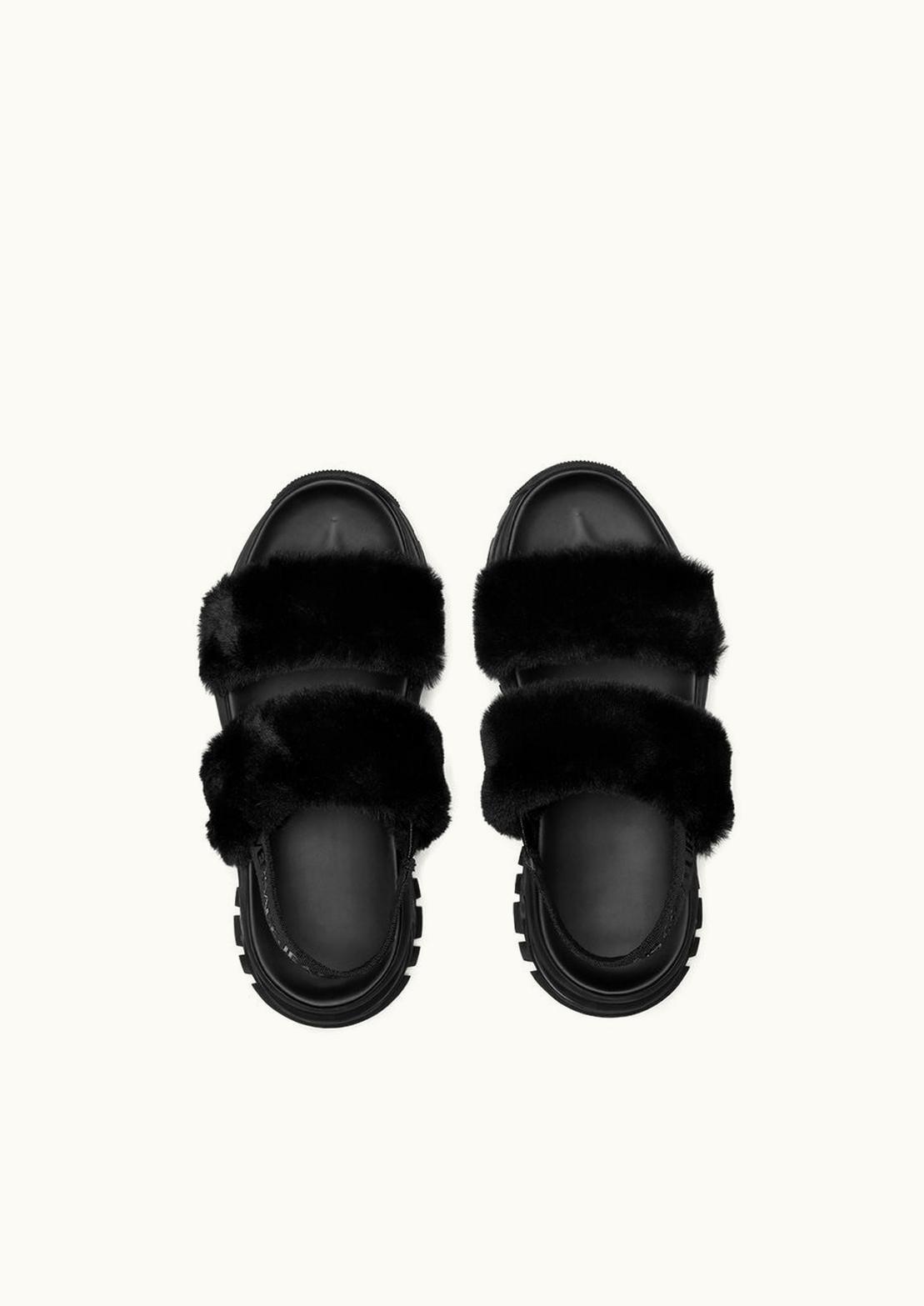 Versace Versace Hiker Faux-Fur Sandals Black, Print