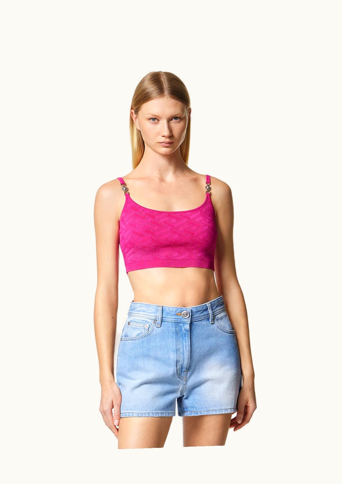Versace Versace La Greca Medusa '95 Knit Crop Top Pink
