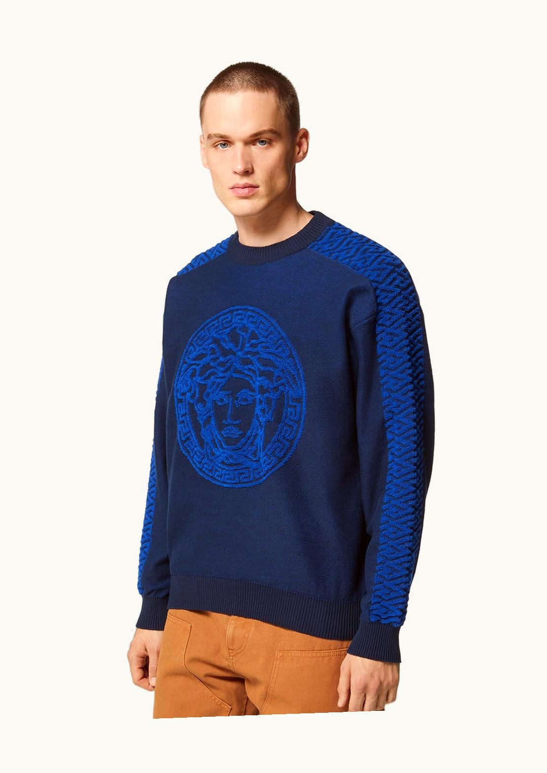 Versace Versace La Greca Medusa Towel Crewneck Sweater Blue