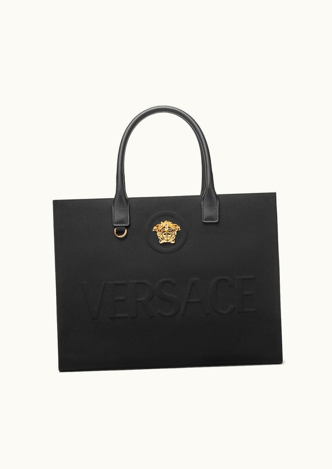 Versace Versace La Medusa Canvas Large Tote Bag Black, Gold
