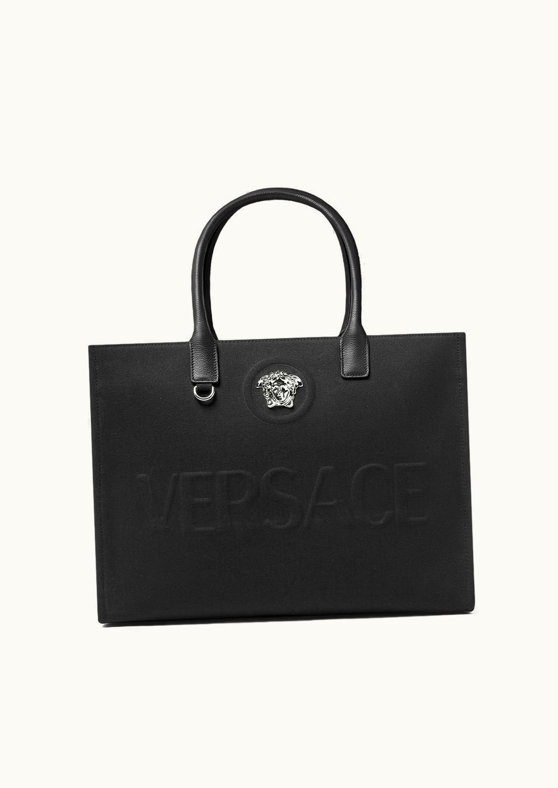 Versace Versace La Medusa Canvas Large Tote Bag Black, Silver