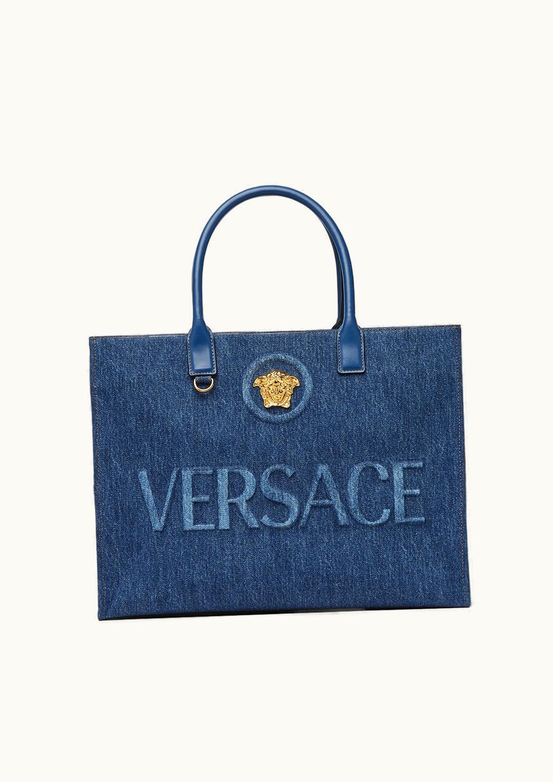 Versace Versace La Medusa Denim Large Tote Bag Blue