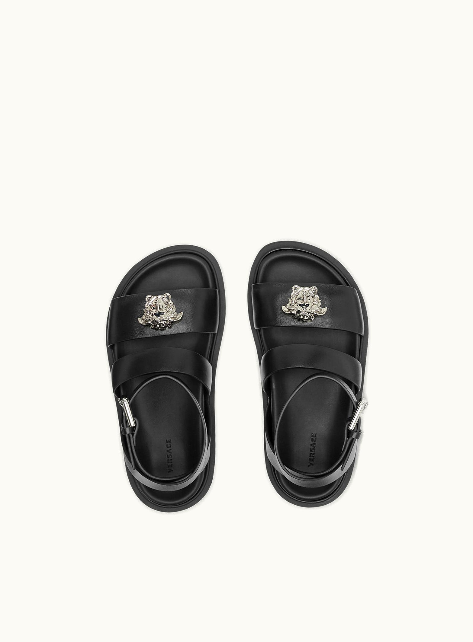 Versace Versace La Medusa Leather Kids Sandals Black, Silver