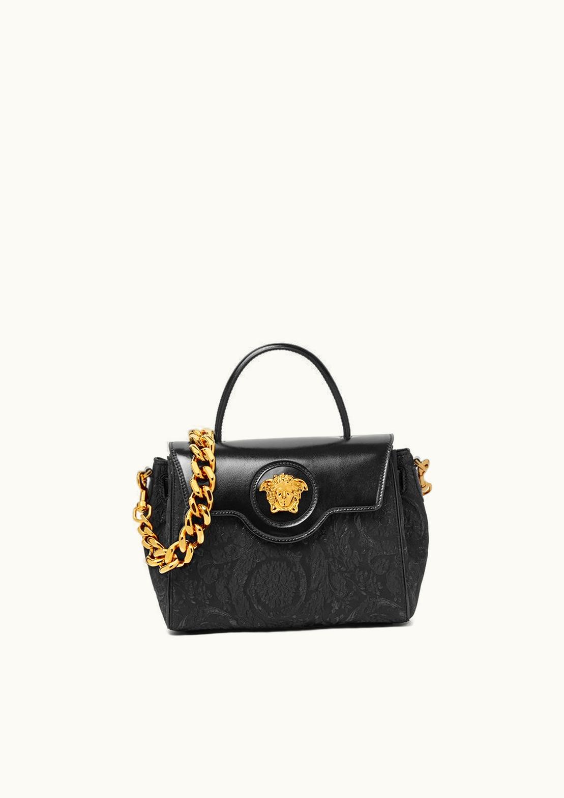 Versace Versace La Medusa Lurex Cloquet Handbag Black, Gold