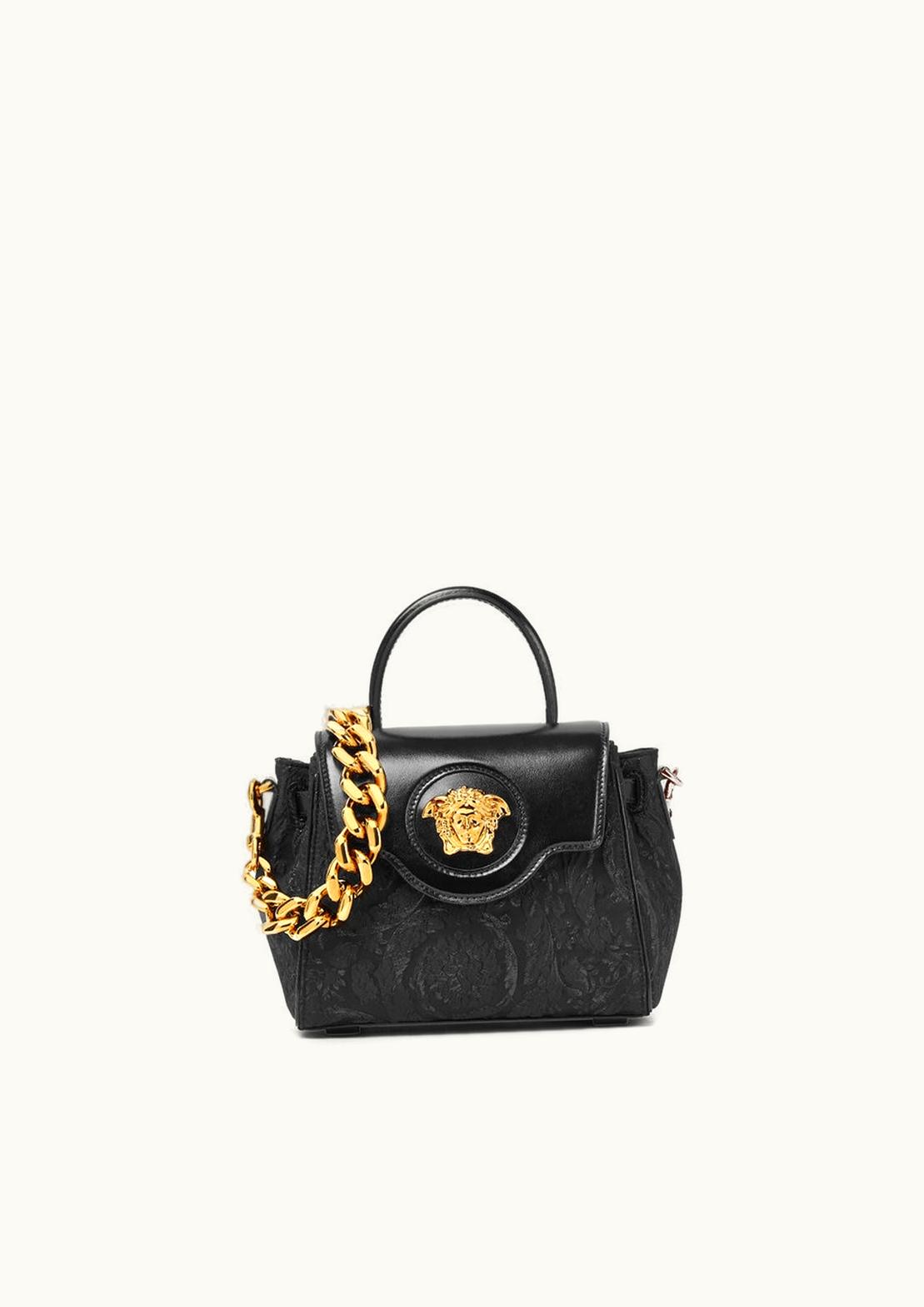Versace Versace La Medusa Lurex Cloquet Small Handbag Black, Gold