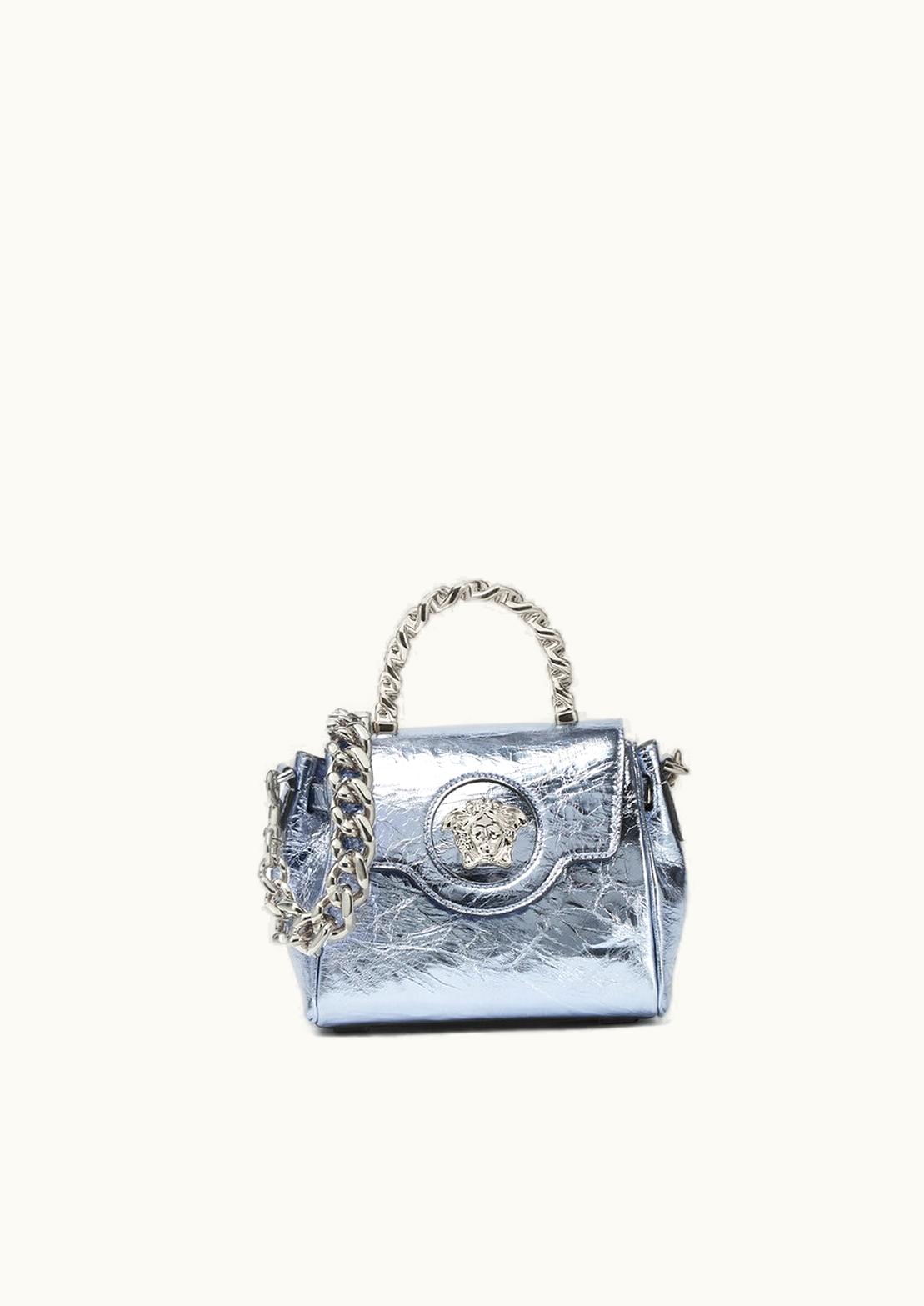 Versace Versace La Medusa Metallic Small Handbag Blue