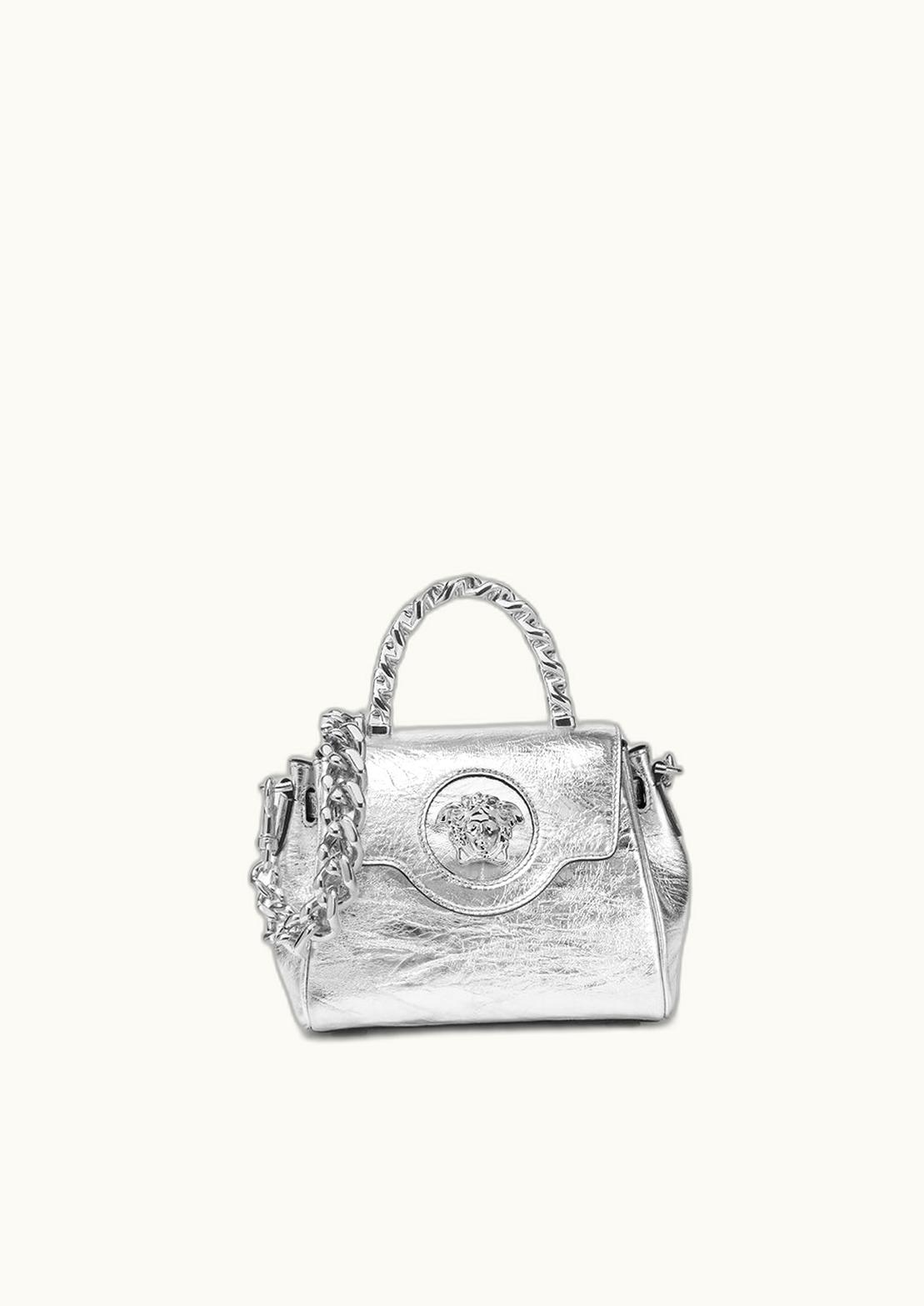 Versace Versace La Medusa Metallic Small Handbag Silver