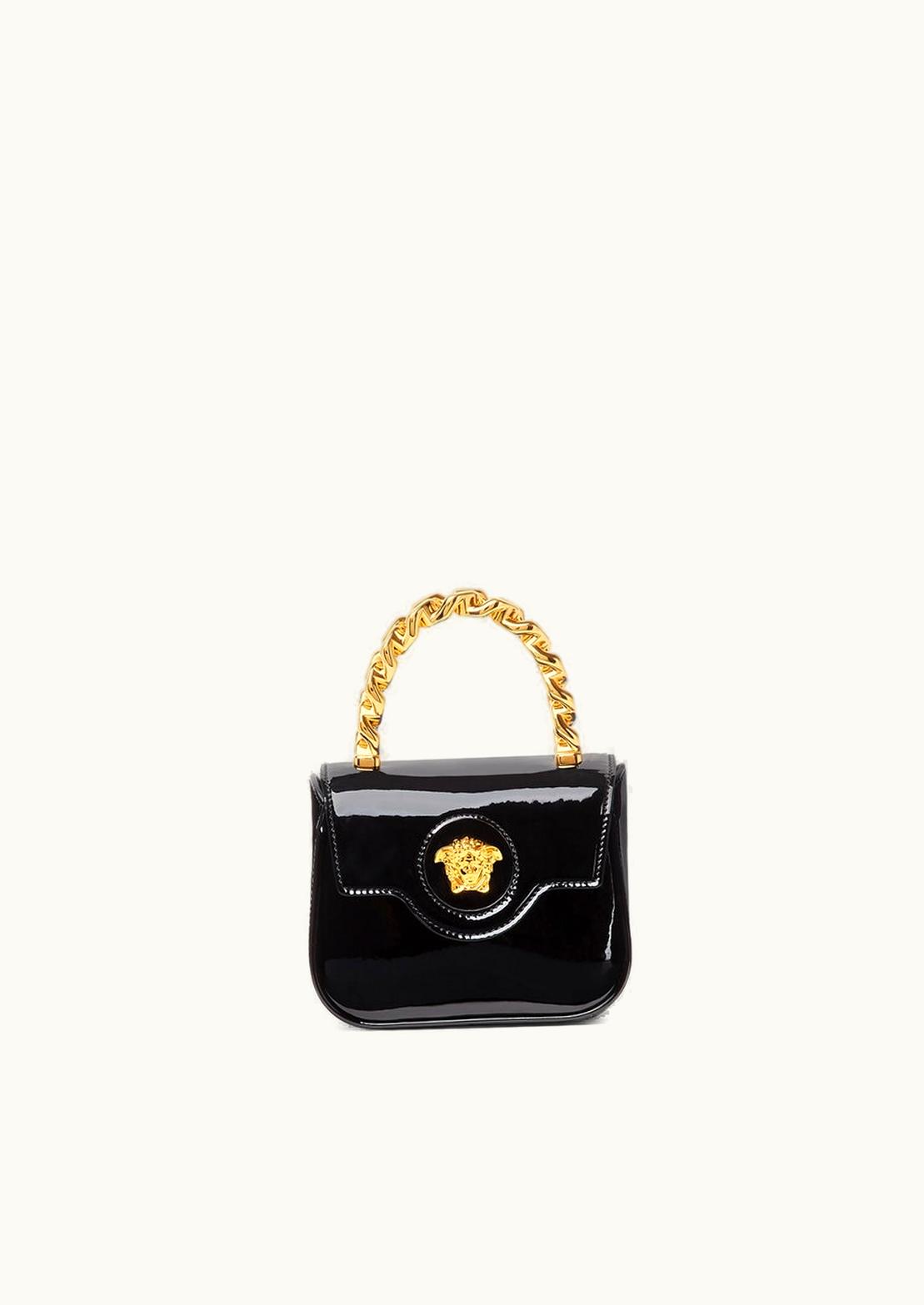 Versace Versace La Medusa Patent Mini Bag Black, Gold