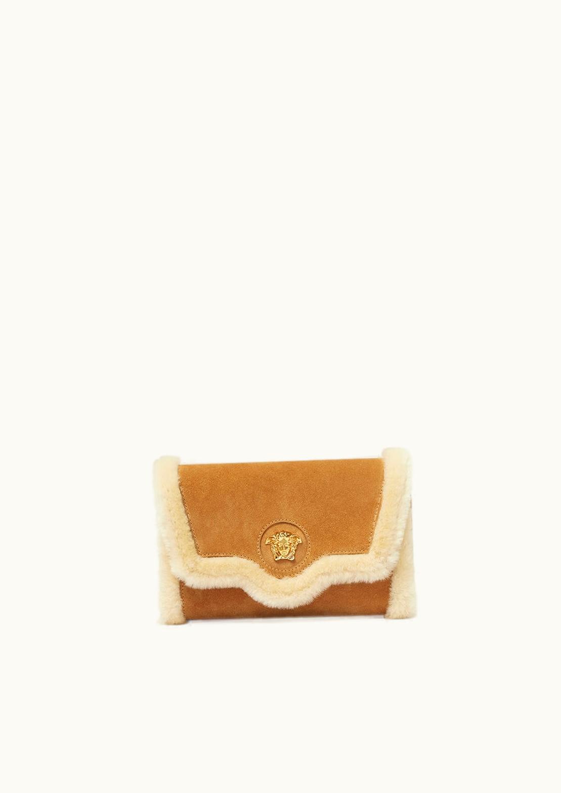 Versace Versace La Medusa Shearling Crossbody Bag Beige