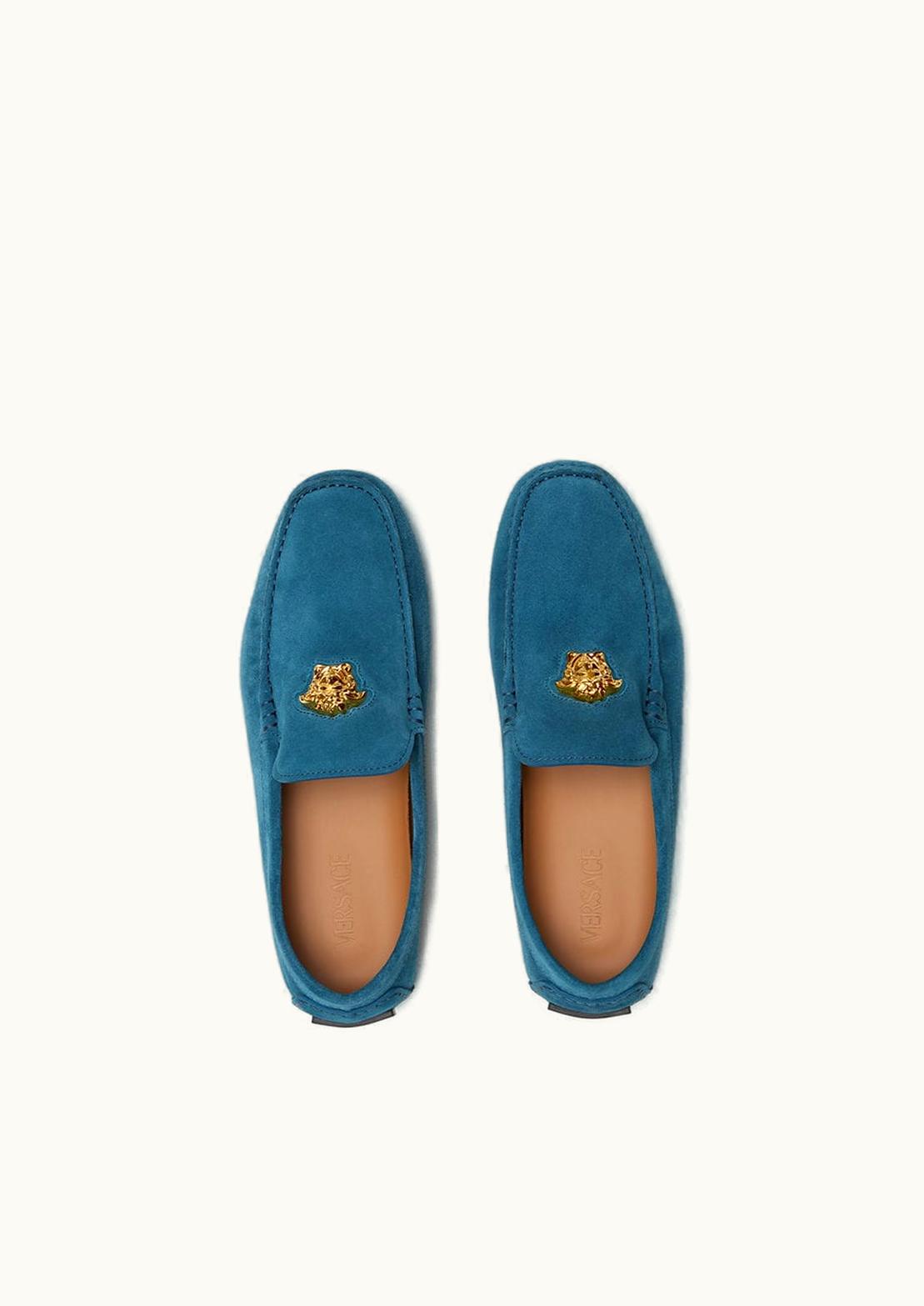 Versace Versace La Medusa Suede Driver Shoes Blue