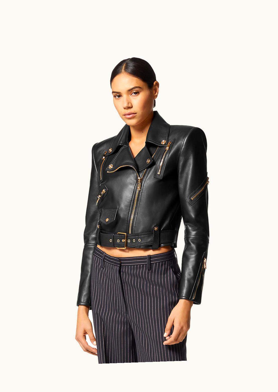 Versace Versace Medusa Leather Biker Jacket Black