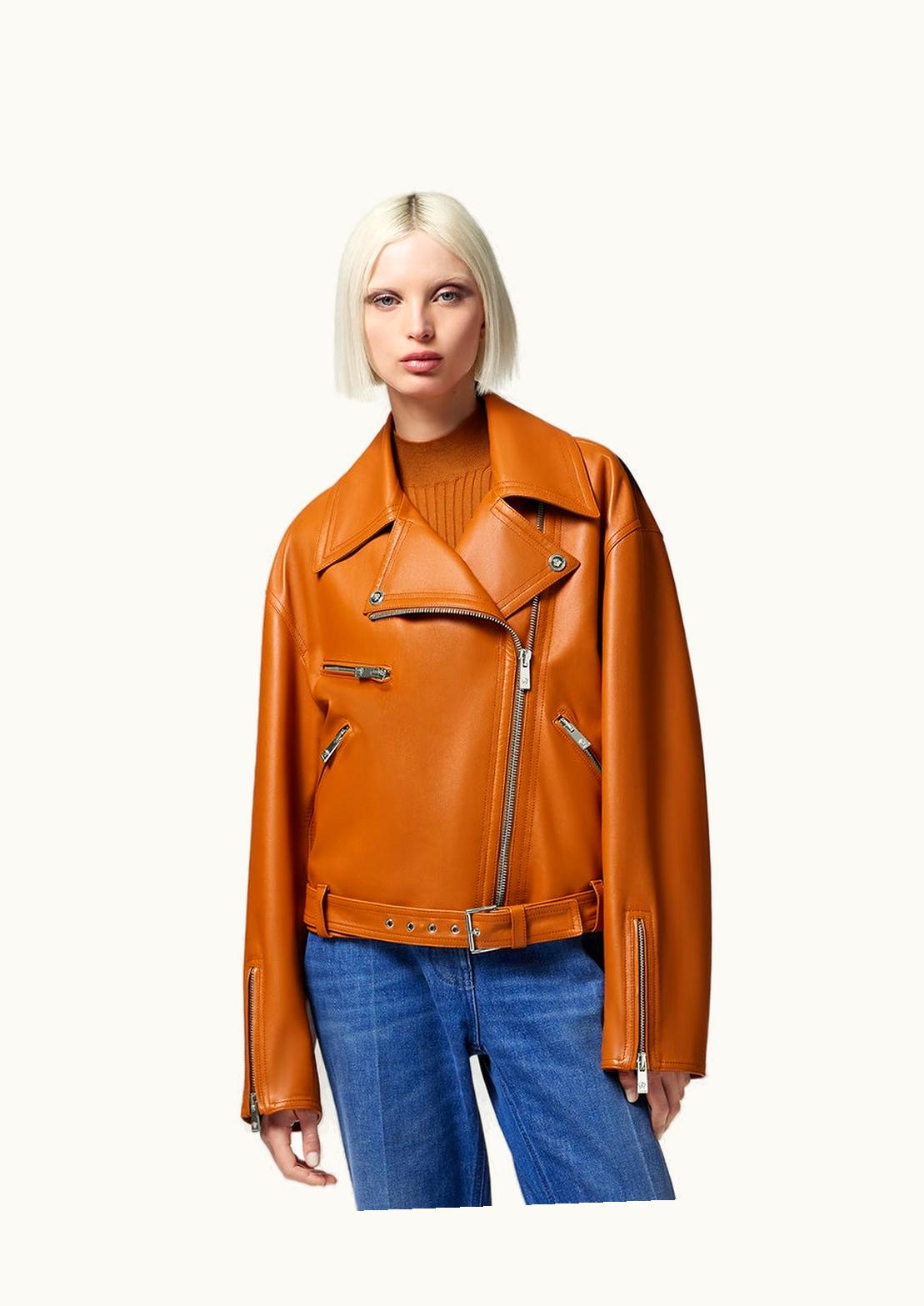 Versace Versace Leather Biker Jacket Orange