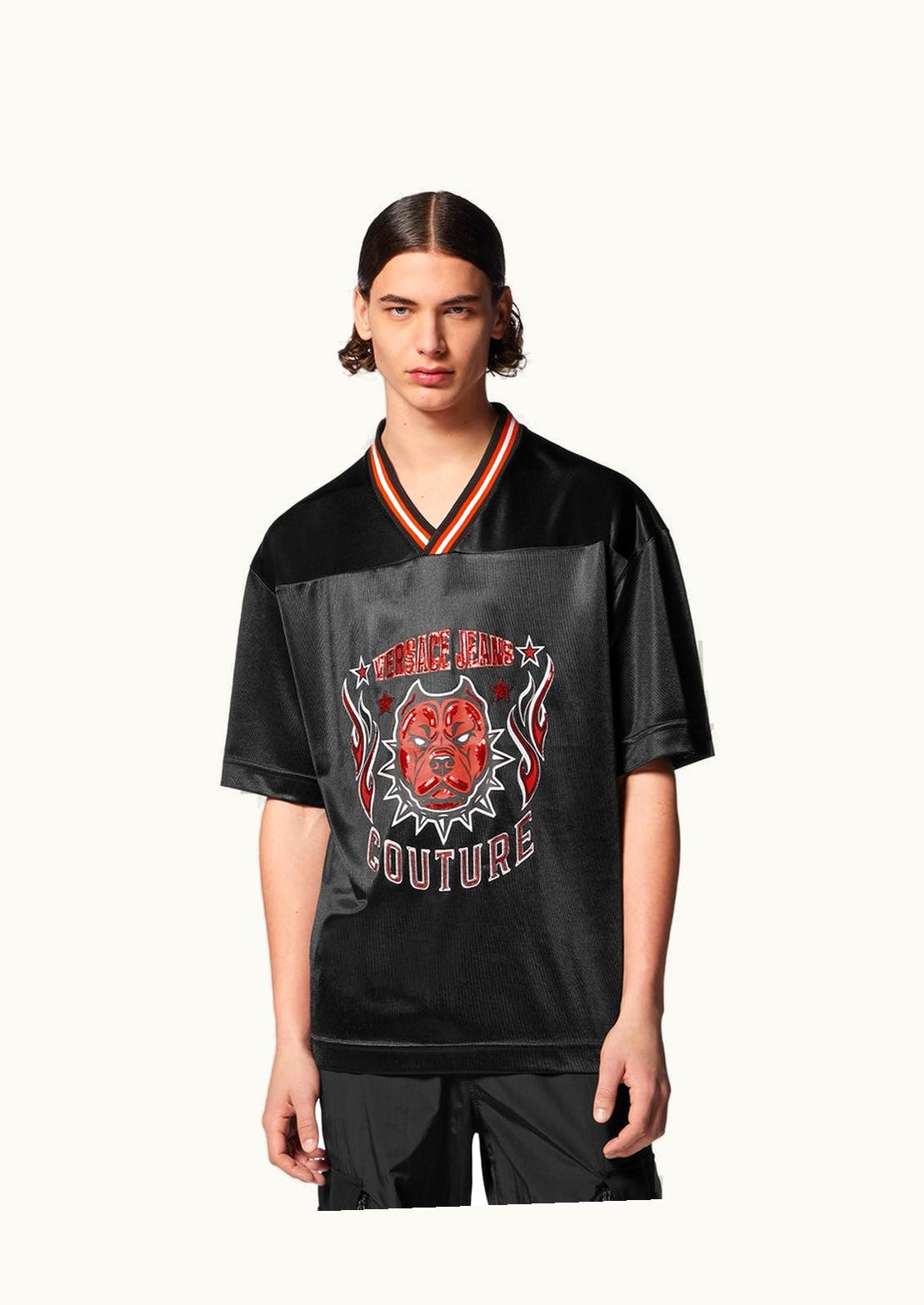 Versace Versace Sparkling Varsity Logo Sequin Basketball Jersey T-Shirt Black