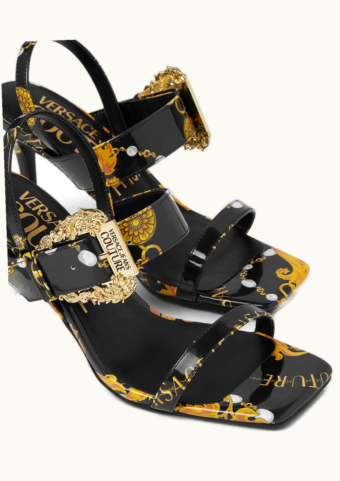 Versace Versace Logo Couture Emily Slingback Sandals Black, Gold