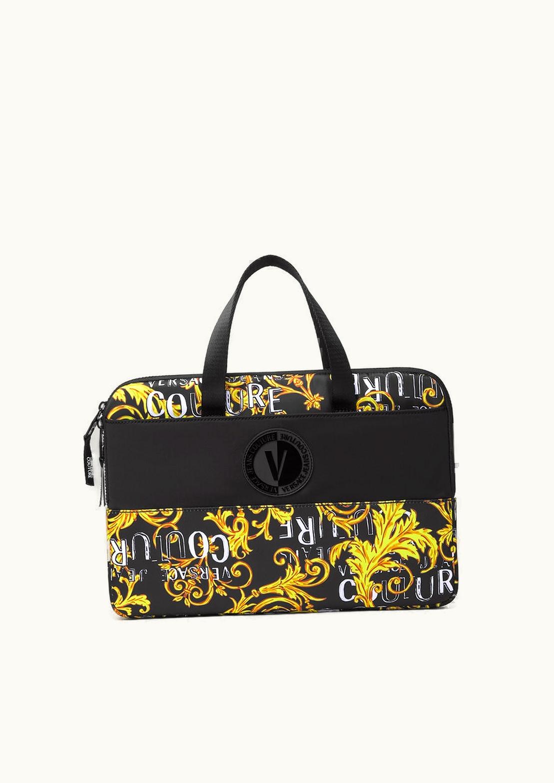 Versace Versace Logo Couture V-Emblem Computer Bag Black, Gold