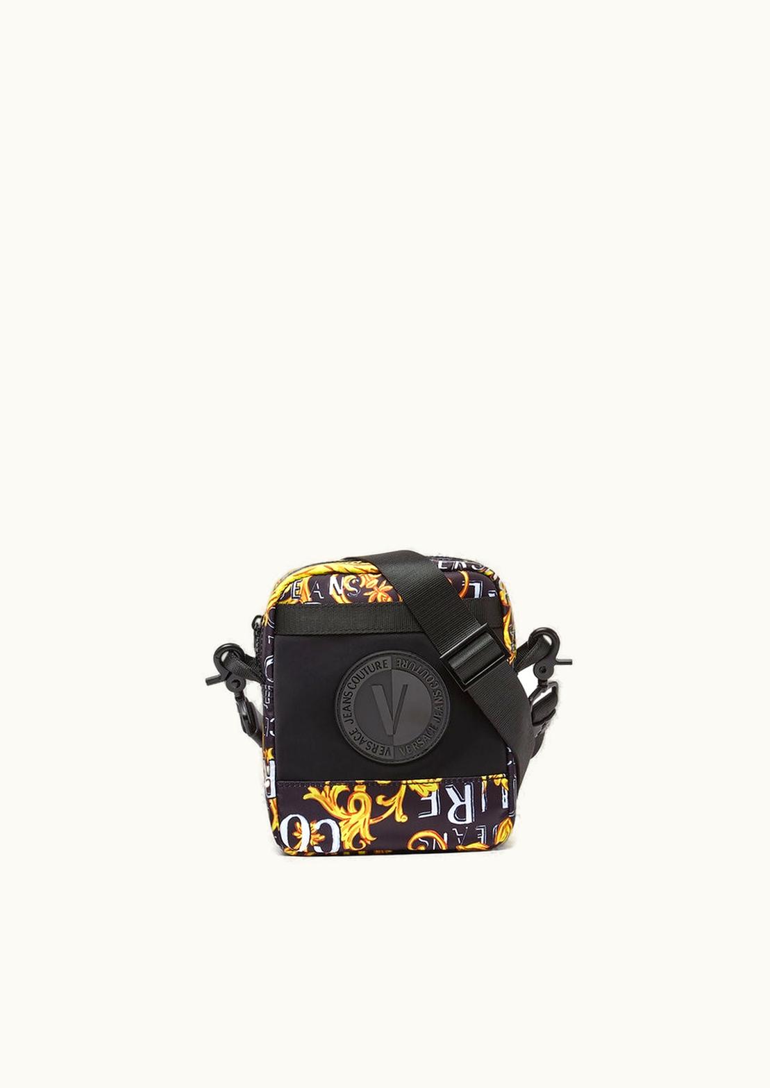 Versace Versace Logo Couture V-Emblem Crossbody Bag Black, Gold