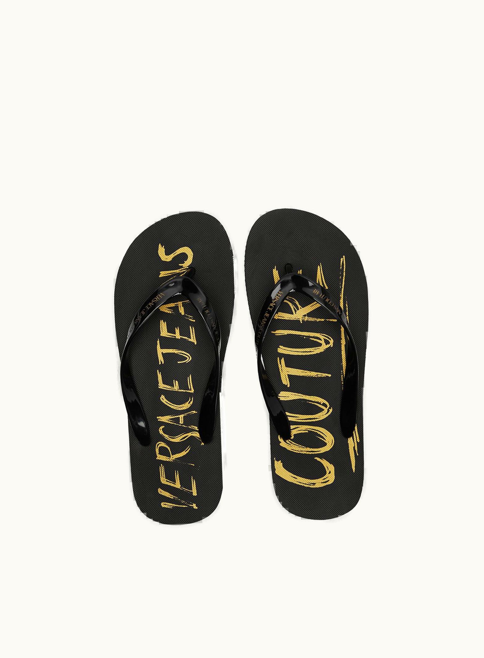 Versace Versace Logo Flip Flops Black, Gold