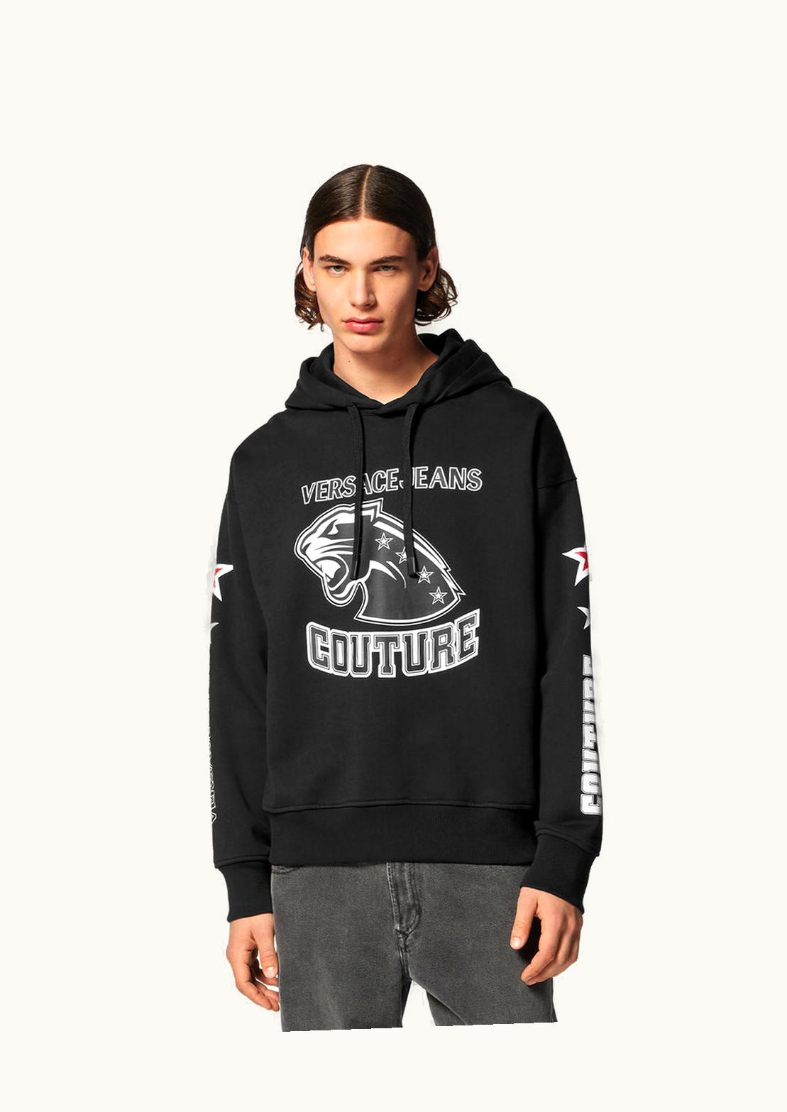 Versace Versace Panther Logo Hoodie Black, Cotton Jersey