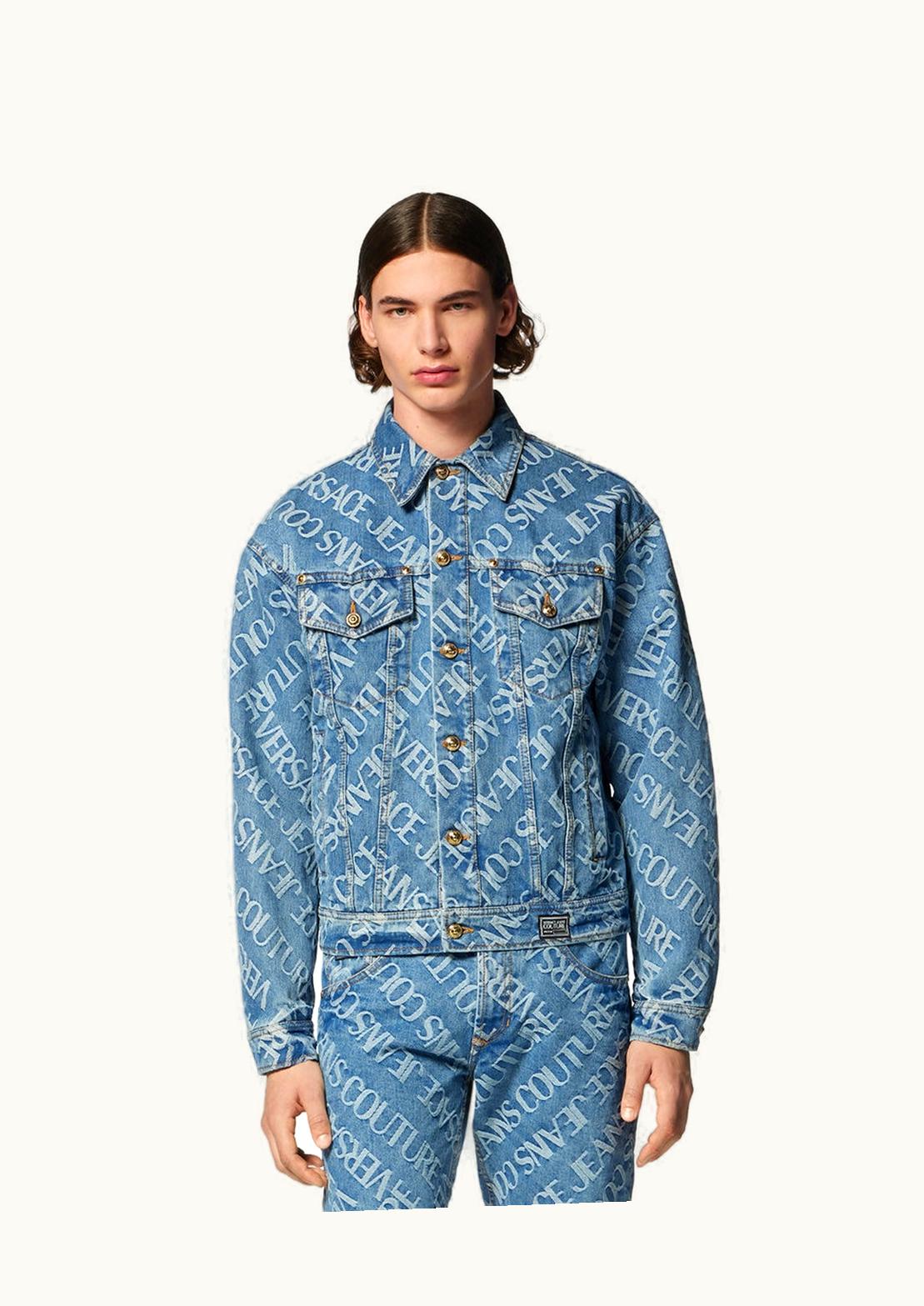 Versace Versace Logo Jacquard Denim Jacket Blue