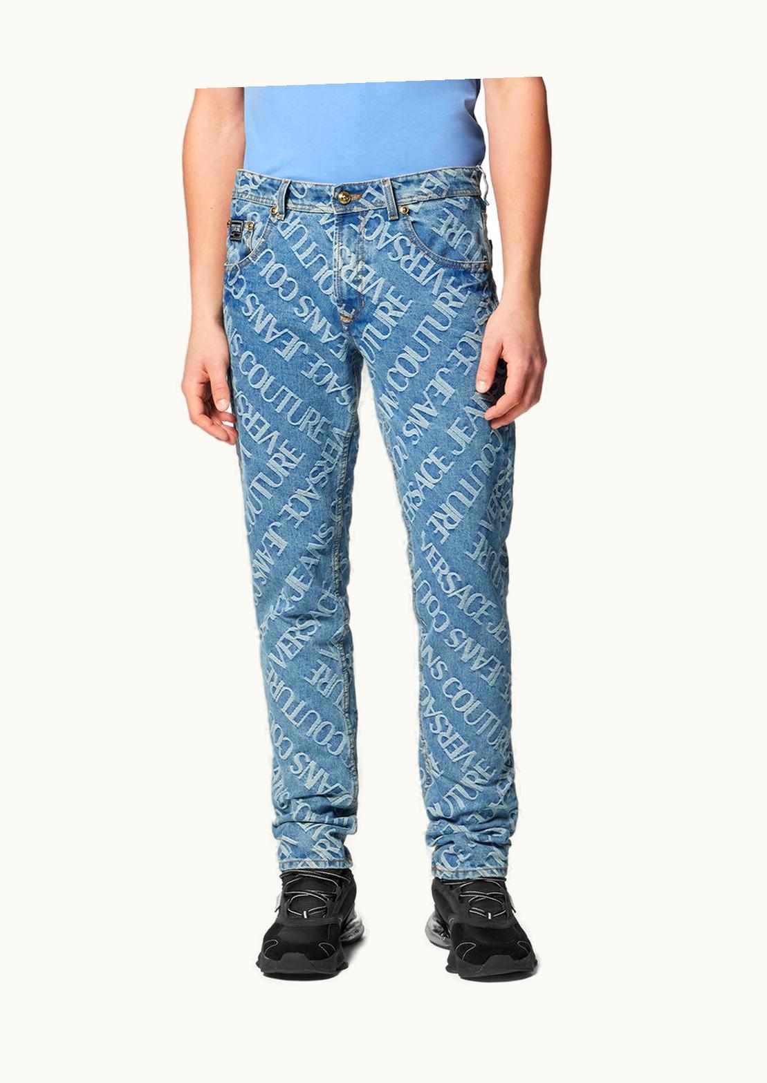 Versace Versace Logo Jacquard Jeans Blue
