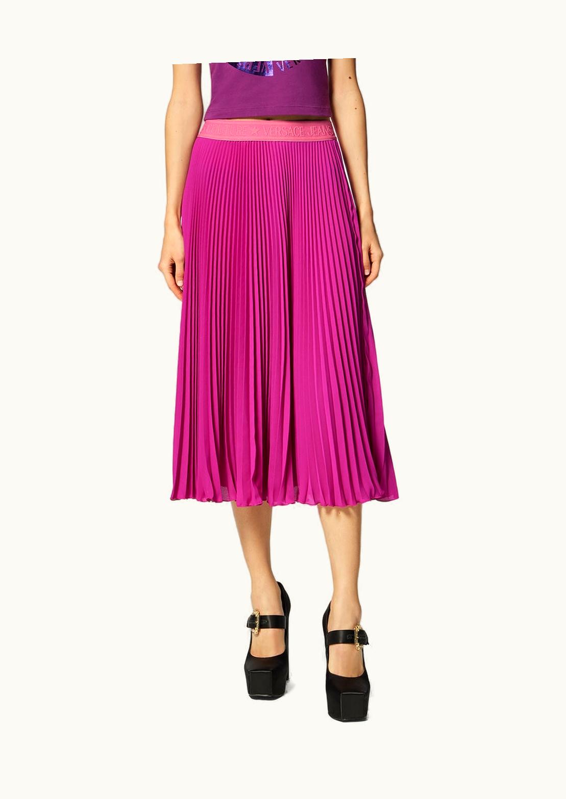 Versace Versace Logo Pleated Midi Skirt Pink
