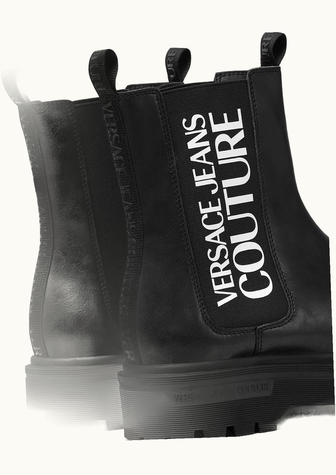 Versace Versace Institutional Logo Faux Leather Chelsea Boots Black