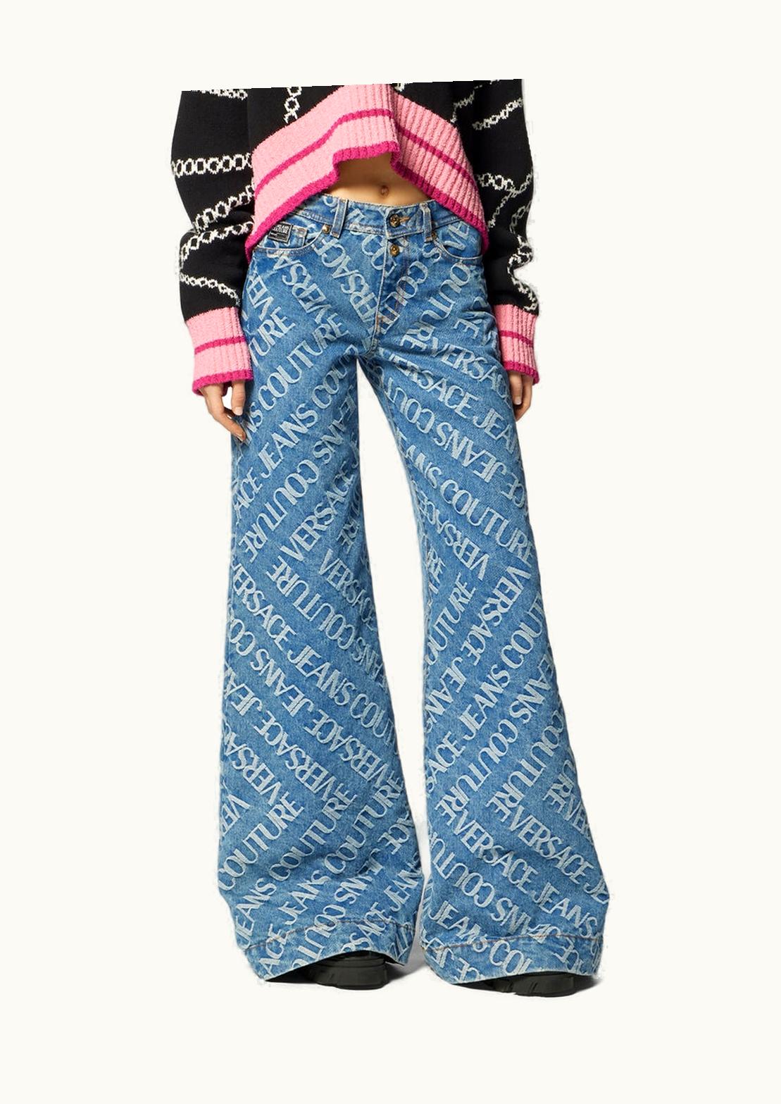 Versace Versace Logo Wide-Leg Jeans Blue