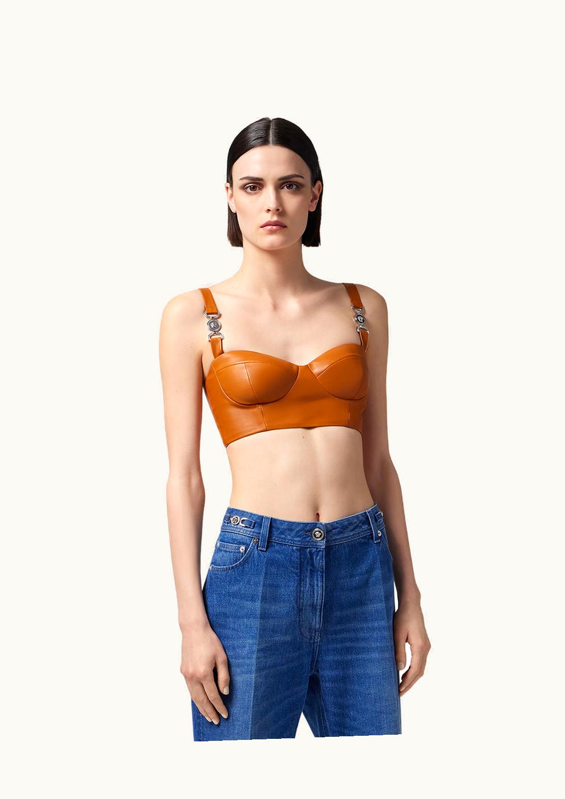 Versace Versace Medusa '95 Leather Bustier Top Orange