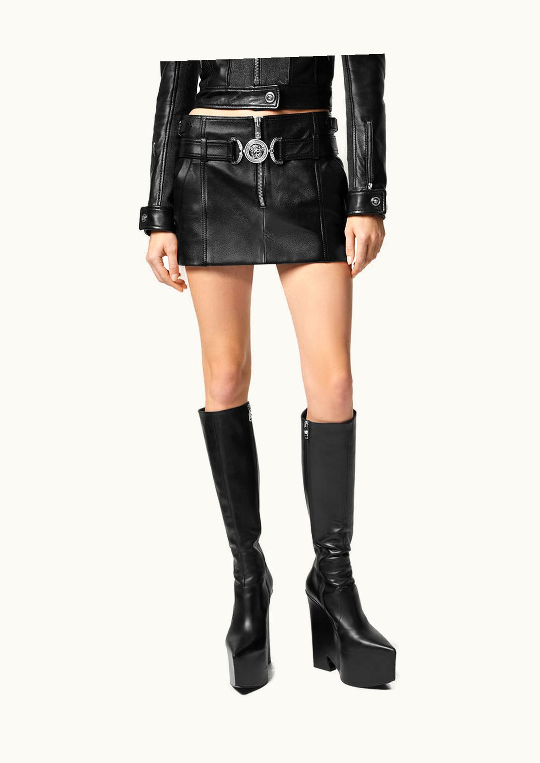 Versace Versace Medusa '95 Leather Mini Skirt Black