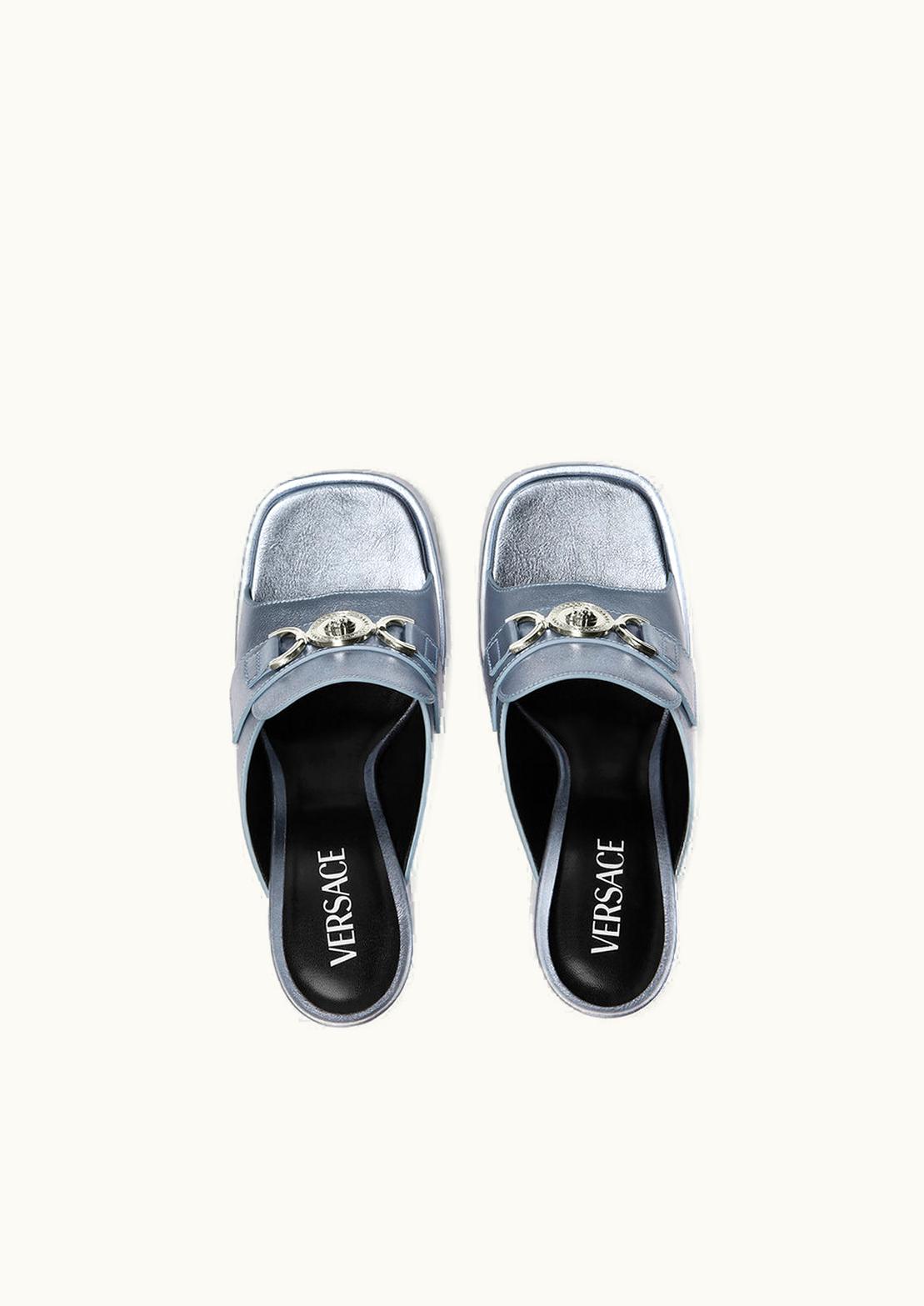 Versace Versace Medusa '95 Block Heel Mules Metallic Blue