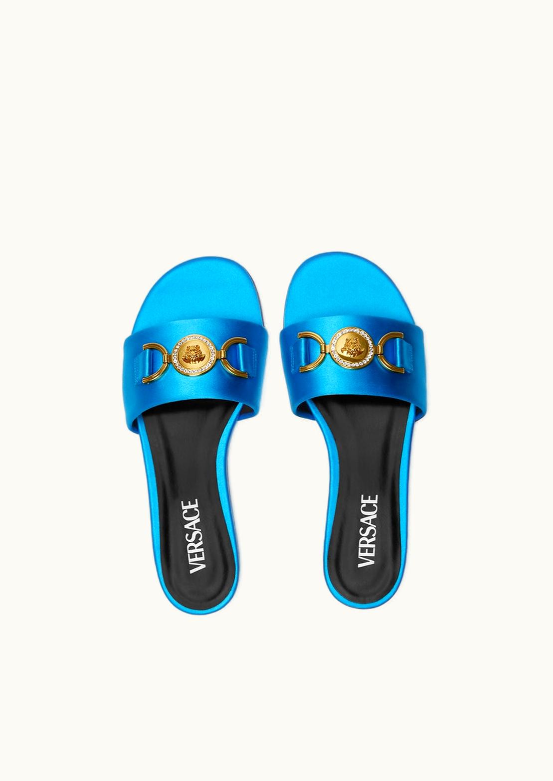 Versace Versace Medusa '95 Crystal-Embellished Satin Flat Sandals Blue