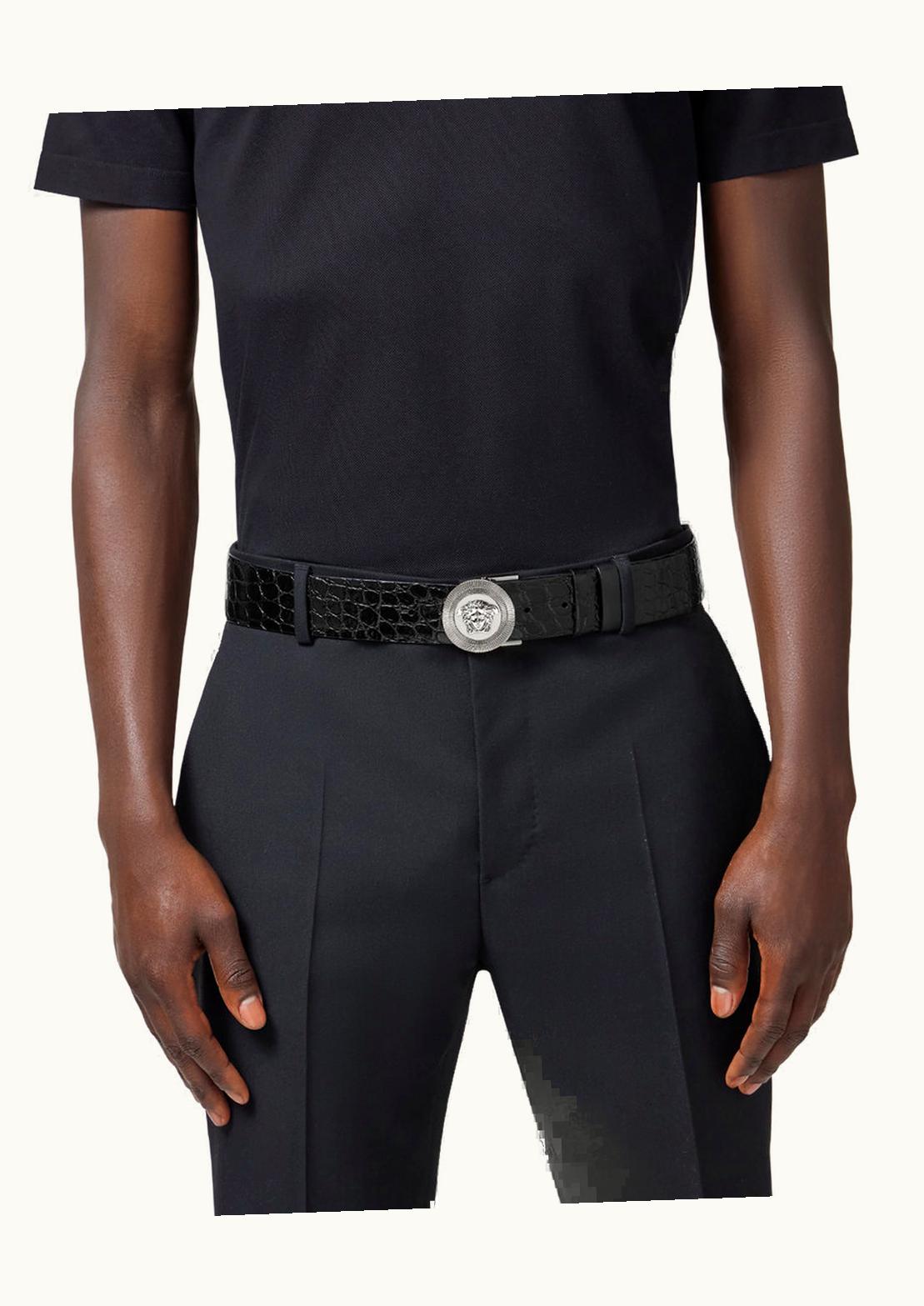 Versace Versace Medusa Biggie Reversible Leather Belt Black, Silver