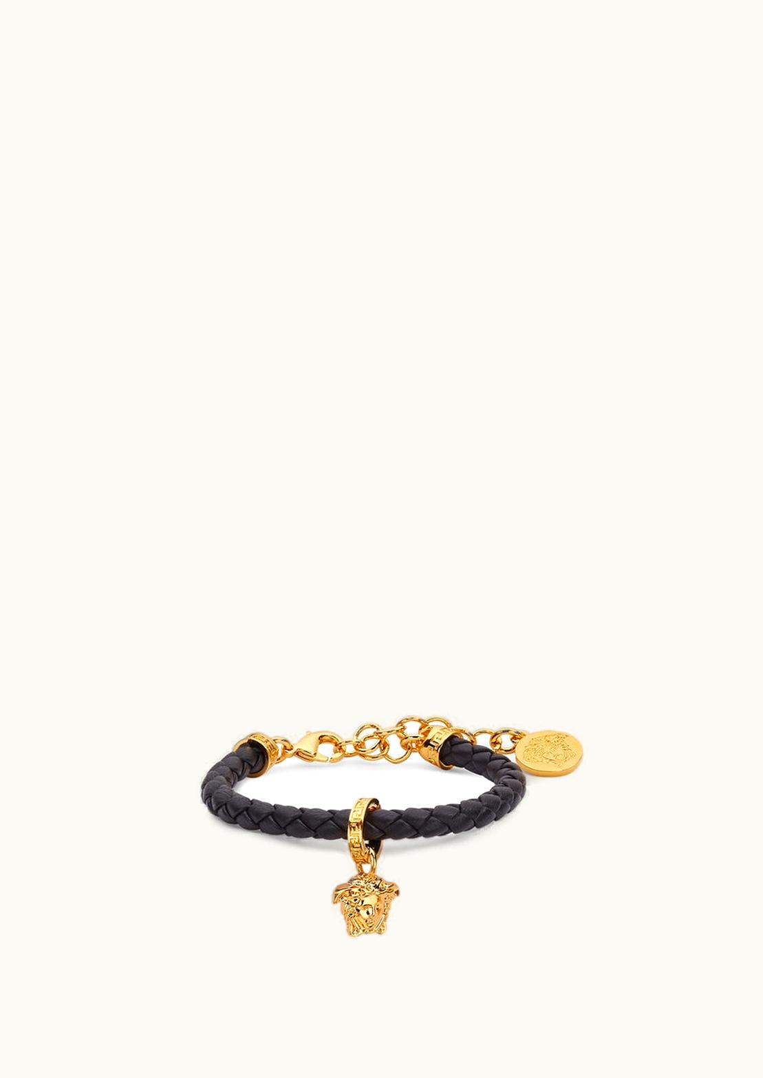 Versace Versace Medusa Braided Leather Bracelet Black