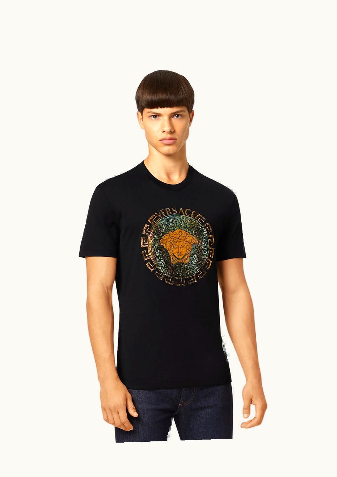 Versace Versace Crystal Medusa Embellished T-Shirt Black