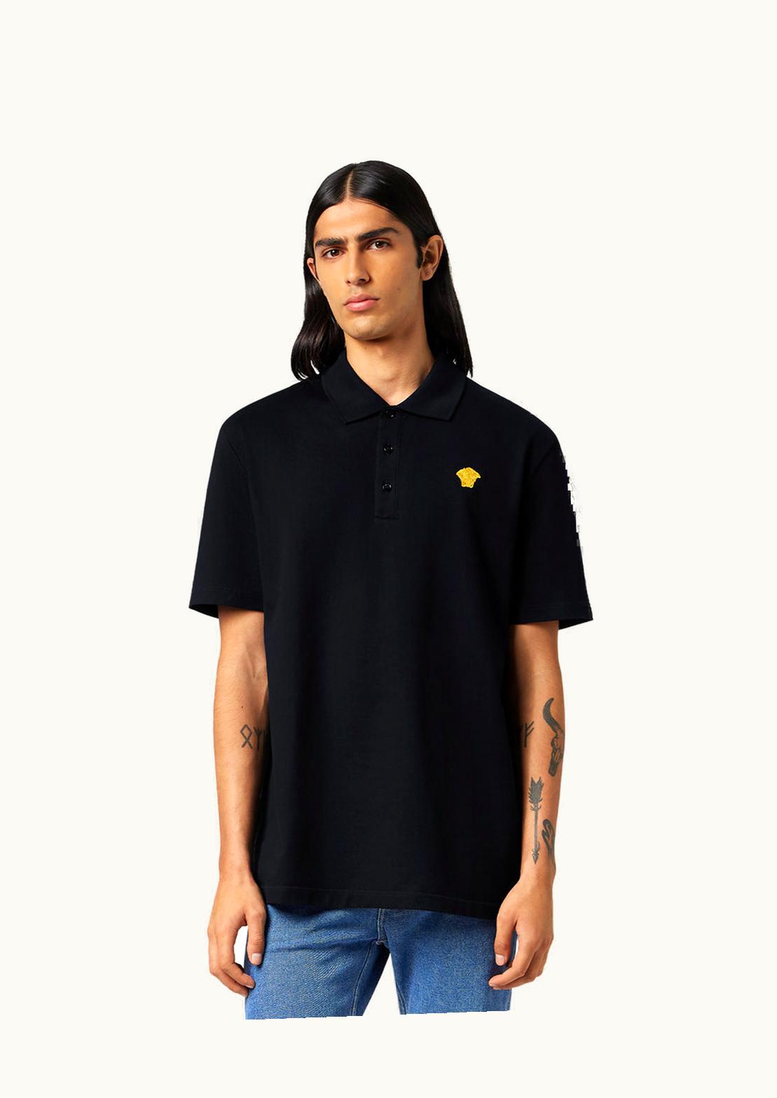Versace Versace Embroidered Short-Sleeved Polo Shirt Black 1008492-1A06071_AT4_M_1B000__