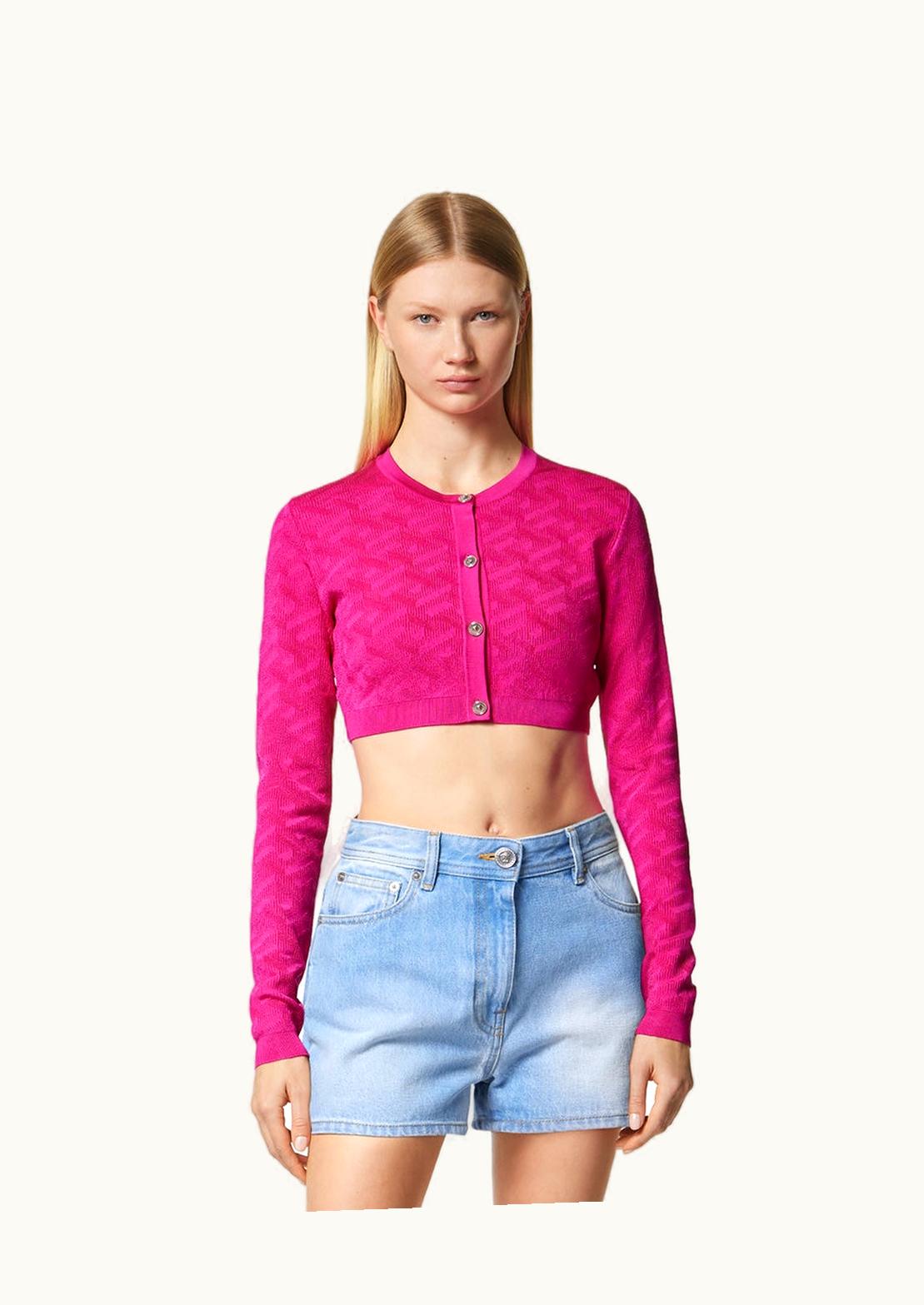 Versace Versace Medusa La Greca Crop Cardigan Pink