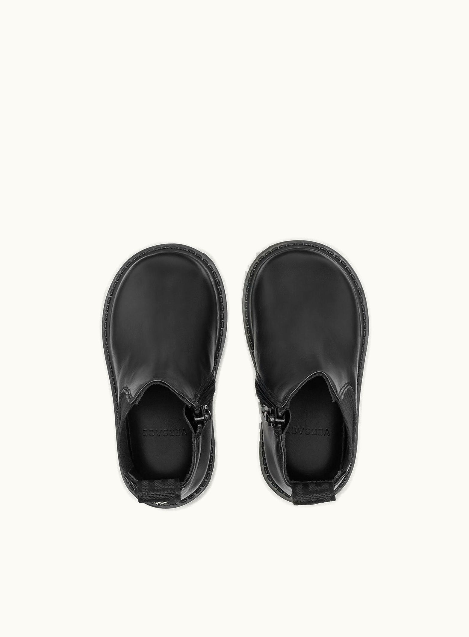 Versace Versace Medusa Leather Baby Ankle Boots Black, Silver