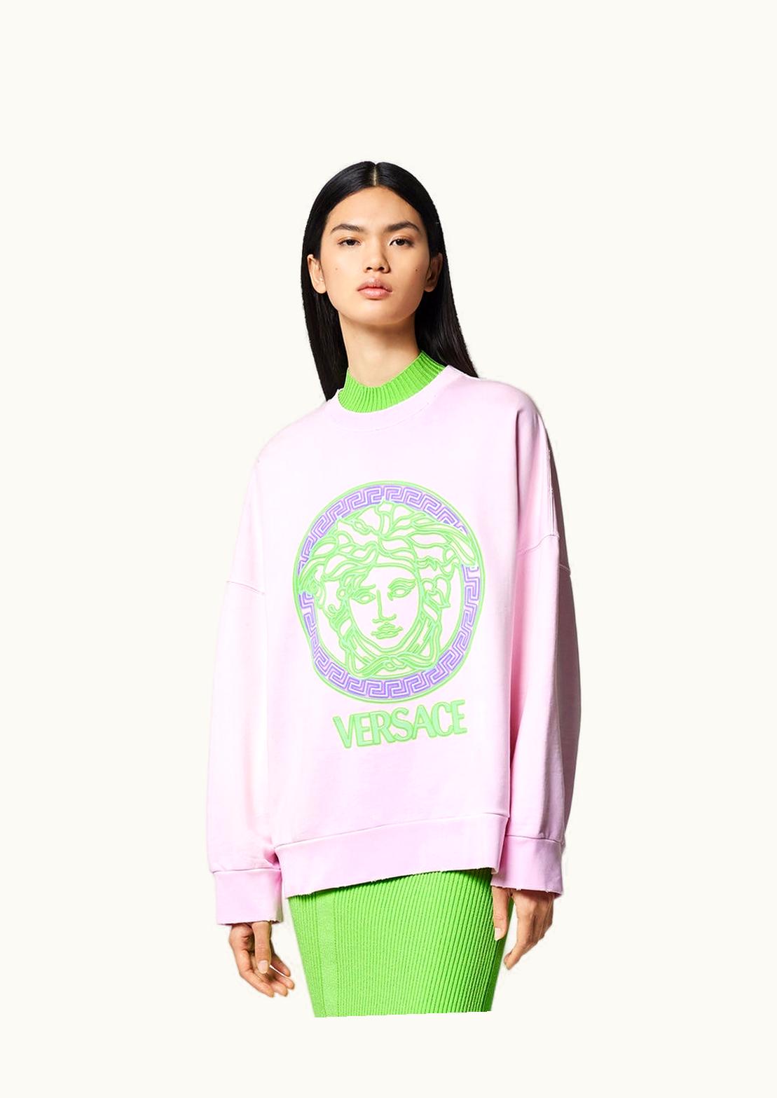 Versace Versace Medusa Logo Distressed Sweatshirt Pink