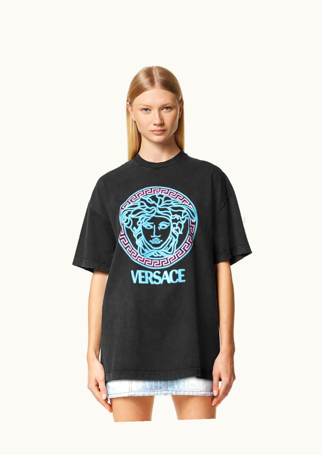 Versace Versace Medusa Logo Distressed T-Shirt Black