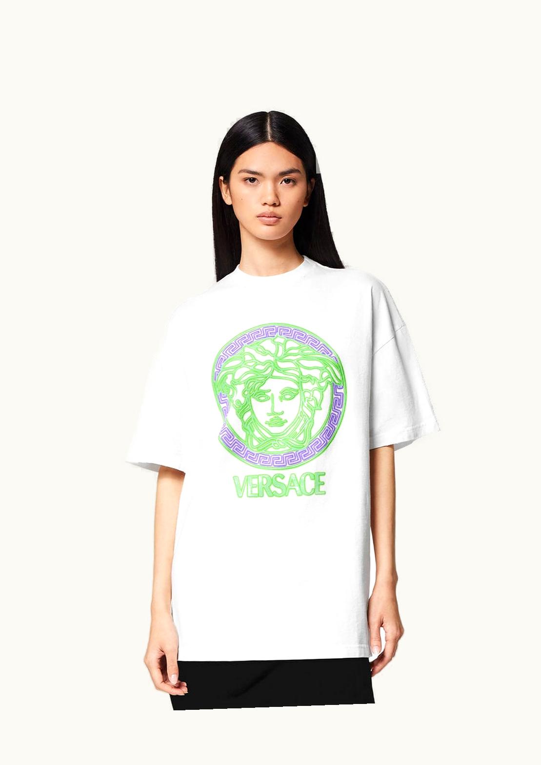 Versace Versace Medusa Logo Distressed T-Shirt White