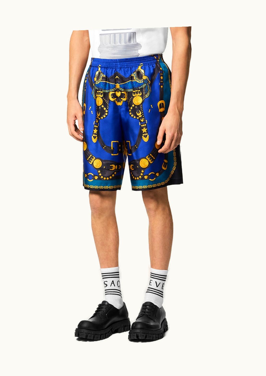 Versace Versace Medusa Saddle Silk Shorts Blue, Black