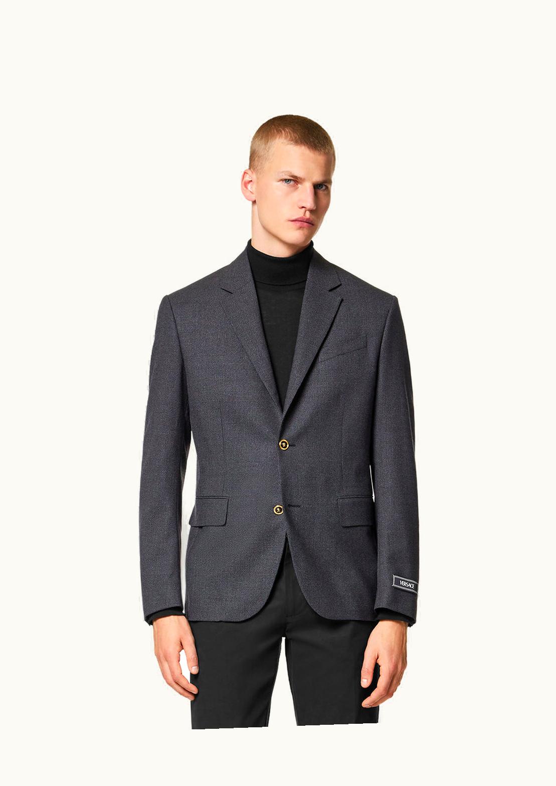 Versace Versace Medusa Saddle Single-Breasted Blazer Gray
