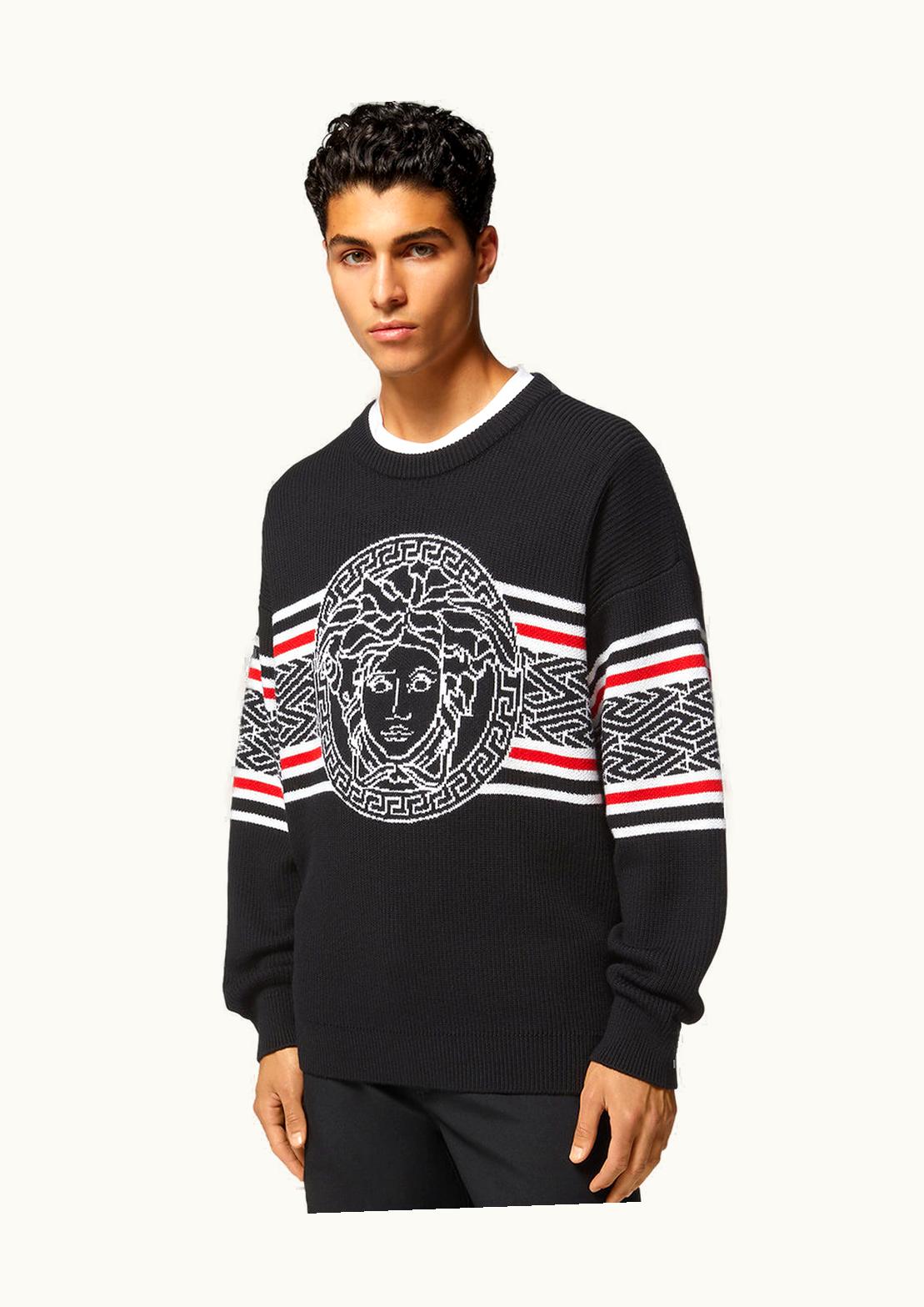Versace Versace Medusa Striped Jacquard Jumper Black